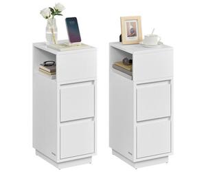 Songmics Kailyn Collection - Slim Bedside Tables, Set Of 2 Small Narrow Side End Tables With Drawers, Flexible Open Compartment