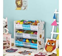 Songmics Kids Room Organizer, Multi-Box Storage System With Removable Fabric Containers, Space Pattern, White