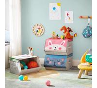 Songmics Kids Storage Organisers, Set Of 3, Stackable Toy Organiser Boxes, Folding Organisers, For Kid's Room, Playroom