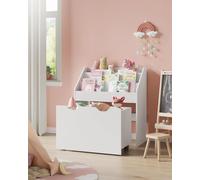 SONGMICS Kids Toy Storage & Bookshelf with Wheels & Shelves in White SONGMICS White