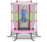 SONGMICS 6 ft Kids Trampoline with Enclosure, Safety Net, Mini Small Fitness Trampoline for Kids Children Toddler, Steel Frame, Indoor Outdoor Garden Play Equipment, Pink STR050S101