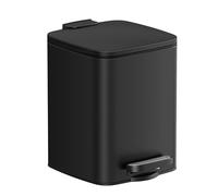 SONGMICS Kitchen Bin, 1.6-Gallon (6 L) Trash Bin, Steel Pedal Bin, with Inner Bucket, Soft Close and Stays Open, Ink Black LTB590B0602