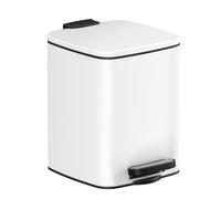 SONGMICS Kitchen Bin, 1.6-Gallon (6 L) Trash Bin, Steel Pedal Bin, with Inner Bucket, Soft Close and Stays Open, Cloud White LTB590W0602