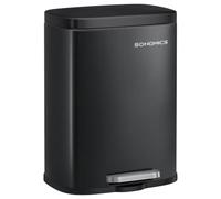 SONGMICS Kitchen Bin 12L, Pedal Bin, Rubbish Bin with Soft-Close Lid and Inner Bucket, Steel, Black LTB112BZ02