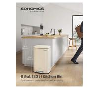 Songmics Kitchen Bin 13 Gallon (50 L), Pedal Bin For Kitchen, Rubbish Bin, Soft Close, Step-On Pedal, Steel, Inner Bucket