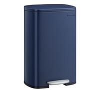 SONGMICS Kitchen Bin 13 Gallon (50 L), Pedal Rubbish Bin, Soft Close, Step-On Pedal, Steel, Inner Bucket, Blue LTB050L02