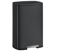 SONGMICS Kitchen Bin 13 Gallon (50 L), Pedal Rubbish Bin, Soft Close, Step-On Pedal, Steel, Inner Bucket, Black LTB050B02