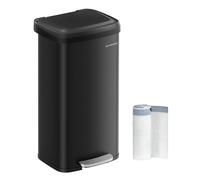 SONGMICS Kitchen Bin, 18 Gallon (68 L) Rubbish Bin, Metal Waste Pedal Bin with Lid, Tall and Large, Black LTB520B6802