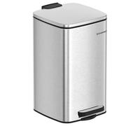 SONGMICS Kitchen Bin, 2.1-Gallon (8 L) Trash Bin, Steel Pedal Bin, with Inner Bucket, Soft Close and Stays Open, Metallic Silver LTB591E02
