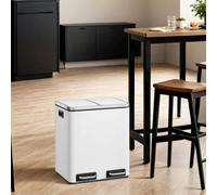 Songmics Kitchen Bin, 2 X 15 L Double Bin For Recycling And Waste, Pedal Bin, 15 Liners Included, Inner Buckets