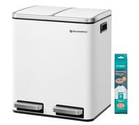 Elegant Dual Compartment White Kitchen Trash Can 30L
