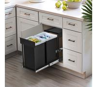 Songmics Kitchen Bin, 2 X 4 Gallon (2 X 15 L) Double Rubbish Bin For Waste And Recycling, With Soft-Close Lids