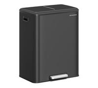 SONGMICS Kitchen Bin, 2 x 8 Gal. (2 x 30 L) Double Rubbish Bin for Recycling and Waste, Inner Buckets, Steel, Soft-Close Lid, Wide Sturdy Pedal, Ink Black LTB556B02