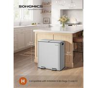 Songmics Kitchen Bin, 2 X 8 Gallon (2 X 30 L) Double Rubbish Bin For Waste And Recycling, With Soft-Close Lids