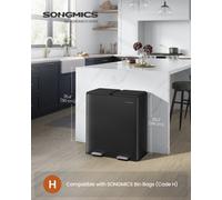 Songmics Kitchen Bin, 2 X 8 Gallon (2 X 30 L) Double Rubbish Bin For Waste And Recycling, With Soft-Close Lids