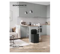 Songmics Kitchen Bin, 20L Pedal Bin, Steel Trash Bin, Soft-Close Lid, Stays Open, Inner Bucket, Wide Non-Slip Pedal