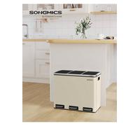 Songmics Kitchen Bin, 3 X 18L Recycling Bin, 3 Compartment Rubbish Bin For Recycling, Soft-Close Lids, Steel, Sand Beige