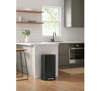 Songmics Kitchen Bin 30L, Pedal Bin, Rubbish Bin With Soft-Close Lid And Inner Bucket, Steel, Black