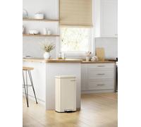 Songmics Kitchen Bin 30L, Pedal Bin, Rubbish Bin With Soft-Close Lid And Inner Bucket, Steel, Sand Beige