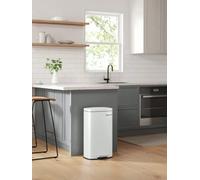 Songmics Kitchen Bin 30L, Pedal Bin, Rubbish Bin With Soft-Close Lid And Inner Bucket, Steel, White