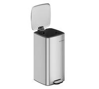 SONGMICS Kitchen Bin, 30L Stainless Steel Pedal Bin | Trash Bin, with Inner Bucket, Soft Close and Stays Open, Silver and Ink Black, PLUSHIC Collection LTB593E01