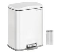 SONGMICS Kitchen Bin, 5.2-Gallon (20 L) Pedal Bin, Trash Bin, Soft-Close Lid, Stays Open, Inner Bucket, Includes 15 Rubbish Bags, Cloud White LTB543W01