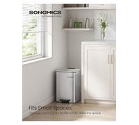 Songmics Kitchen Bin, 5.2-Gallon (20 L) Trash Bin, Steel Pedal Bin, With Inner Bucket, Soft Close And Stays Open