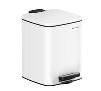 SONGMICS Kitchen Bin, 6L Stainless Steel Pedal Bin | Trash Bin, with Inner Bucket, Soft Close and Stays Open, Matte Cloud White, PLUSHIC Collection LTB590W0602