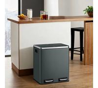 Songmics Kitchen Bin, 8 Gallon 30 L Double Pedal Bin For Recycling And Waste, 15 Liners Included, Inner Buckets