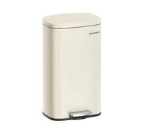SONGMICS Kitchen Bin 8 Gallon (30 L), Pedal Rubbish Bin, Soft Close, Step-On Pedal, Steel, Inner Bucket, Sand Beige LTB03A02