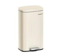 Songmics Kitchen Bin 8 Gallon (30 L), Pedal Rubbish Soft Close, Step-On Steel, Inner Bucket, Sand Beige Ltb 03 A 02