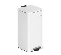 SONGMICS Kitchen Bin, 8-Gallon (30 L) Trash Bin, Steel Pedal Bin, with Inner Bucket, Soft Close and Stays Open, Cloud White LTB593W02