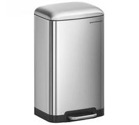 SONGMICS Kitchen Bin, 8 Gallon (30L) Rubbish Bin, Steel Pedal Bin with Lid and Inner Bucket, Soft Close, Silver LTB01L