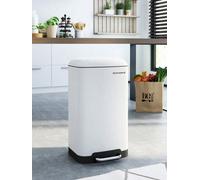 Songmics Kitchen Bin, 8 Gallon (30L) Rubbish Bin, Steel Pedal Bin With Lid And Inner Bucket, Soft Close, White
