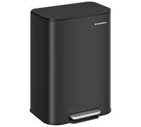 SONGMICS Kitchen Bin, Soft-Close Lid, 50L Ink Black Stainless Steel Bin | wide pedal bin with removable bucket, easy-clean finish and non-slip base, LTB547B01