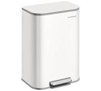 SONGMICS Kitchen Bin, Soft-Close Lid, 50L Matte White Stainless Steel bin | wide pedal bin with removable bucket, easy-clean finish and non-slip base, for small kitchen, apartment, LTB547W01