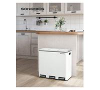 Songmics Kitchen Rubbish Bin, 3 X 18 Litres, Waste Separation System, 3 Compartments, Waste Bin, Pedal Bin, For Yellow Sack
