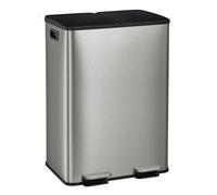 Songmics Kitchen Trash Bin, 2 X 8 Gallon (2 X 30 L) Double Pedal Bin With Lid, Stainless Steel, Soft Close, Silver