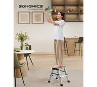 Songmics Ladder, 2 Step Ladder, Aluminium Ladder With 2 Non-Slip Steps, Multi-Purpose, Max. Load Capacity 150 Kg