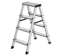 SONGMICS Ladder, 4 Step Ladder, Aluminium Ladder with 4 Non-Slip Steps, Multi-Purpose, Max. Load Capacity 150 kg, Silver Grey and Ink Black GLT014E01