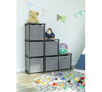 Songmics Ladder Storage Unit, 6 Cubes With 6 Storage Boxes, Diy Closet Organiser, Multifunctional With Modular Design