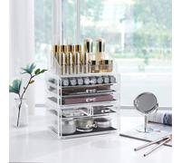 SONGMICS Large Acrylic Makeup Organiser with Drawers for Cosmetics in Transparent