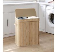 SONGMICS Large Bamboo Laundry Hamper Machine Washable Removable Basket Handles in Natural SONGMICS Natural
