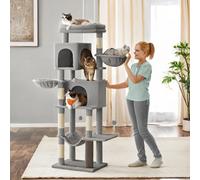 Songmics Large Cat Tree, 175 Cm Tall Cat Tower, Multi-Level Cat Condo With 2 Caves, 2 Baskets, 5 Scratching Posts, Self-Groomer, Perch