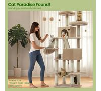 Songmics Large Cat Tree With 13 Scratching Posts, 2 Perches, Hammock, For Indoor Cats, Camel Brown