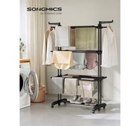 Songmics Large Clothes Airer, Foldable Clothes Drying Rack Horse 4-Tier, Moveable