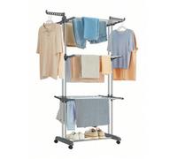 Songmics Large Clothes Airer, Foldable Clothes Drying Rack Laundry 4-Tier, 64 X 126 X 172 Cm,folding Wings, Indoor Outdoor Use, Grey