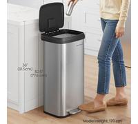SONGMICS Large Kitchen Pedal Bin Metal Waste Can with Lid in Silver SONGMICS Silver