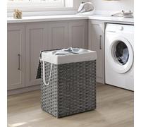 SONGMICS Large Storage Basket Laundry with Lid Foldable Removable Fabric Bag in Grey SONGMICS Grey