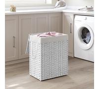SONGMICS Large Storage Basket Laundry with Lid Foldable Removable Fabric Bag in White SONGMICS White